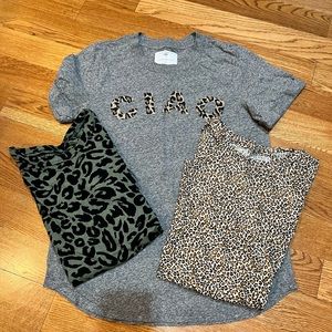 Three animal print tees